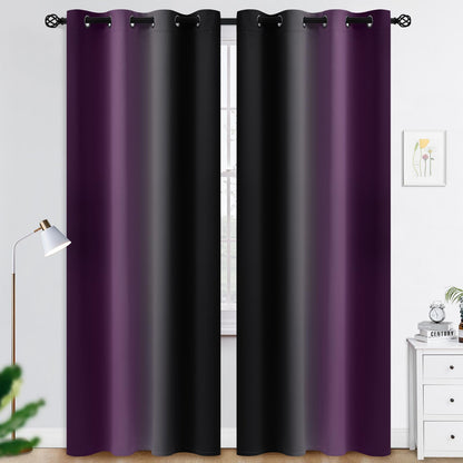 COSVIYA Grommet Room Darkening Ombre Purple Curtains W52xL63 inch