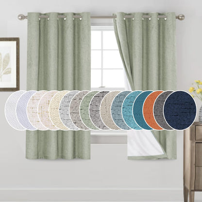 PrinceDeco Natural Linen Curtains 100% Blackout Linen Curtains for Bedroom Full Blackout Curtains 84 Inches Long Living Room Thermal Insulated Light Blocking Curtain Drapes White Backing, 2 Panels