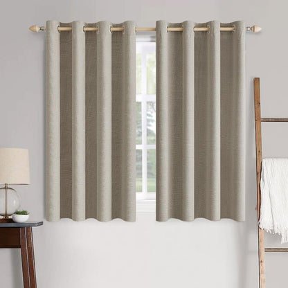 MIULEE 100% Blackout Linen Curtains for Bedroom 52x84 Inches Natural Beige