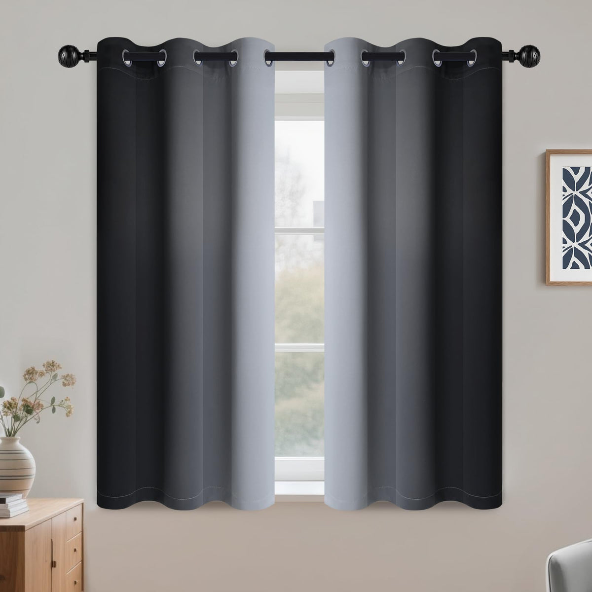 COSVIYA Grommet Room Darkening Ombre Purple Curtains W52xL63 inch