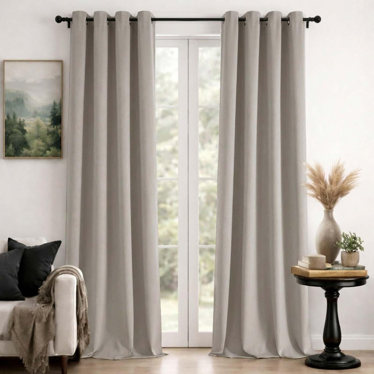 Simplebrand Sage Green Blackout Curtains 84 Inch Length 2 Panels Set for Bedroom/Living Room, Solid Room Darkening Thermal Insulated Grommet Energy Saving Window Treatment Drapes, Each 52" Wide