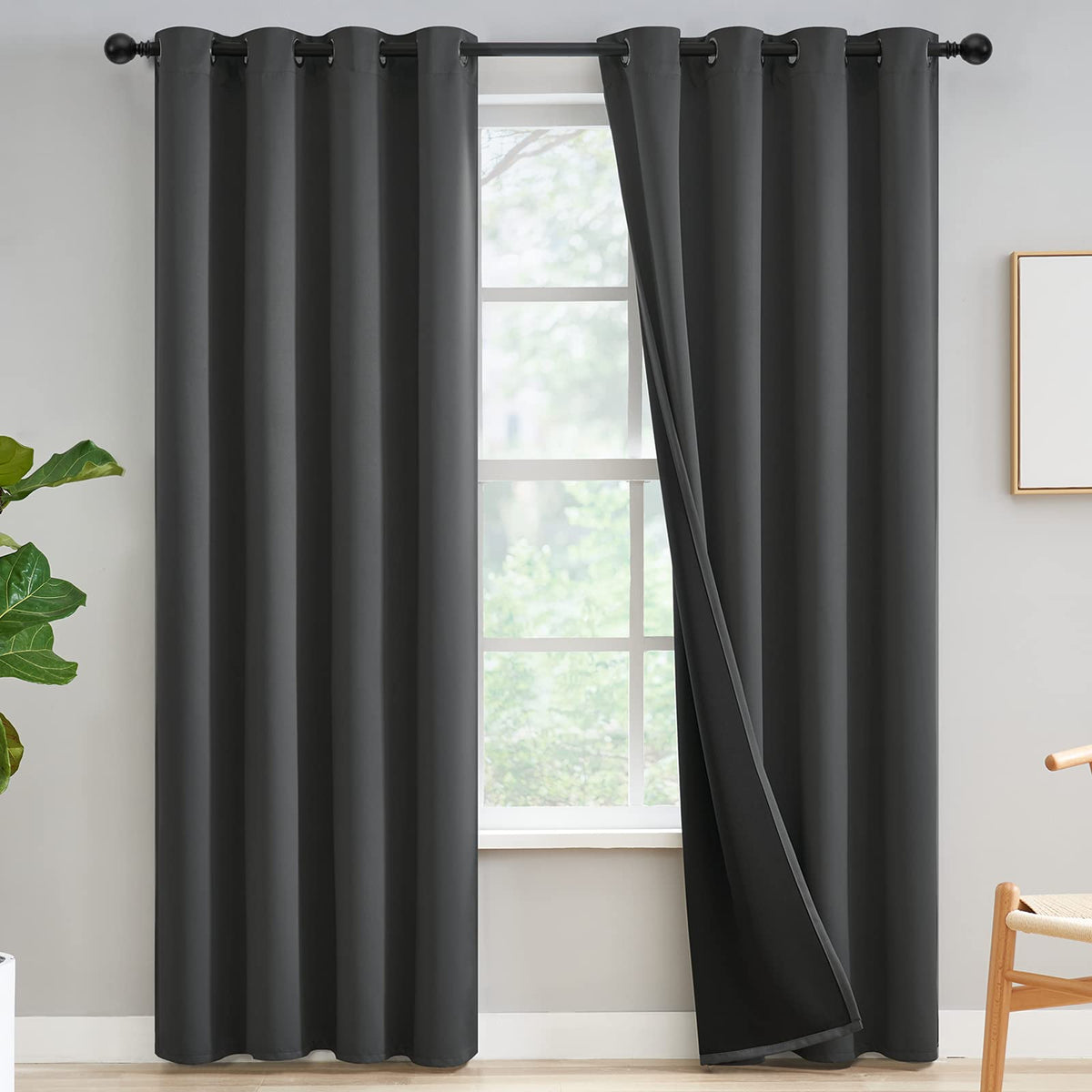Yakamok Burgundy Red Blackout Curtains 84 inches Long for Bedroom 38" Wide