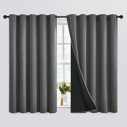 SimpleHome Cream 100% Blackout Curtains Room Darkening Living Room 84 Inch
