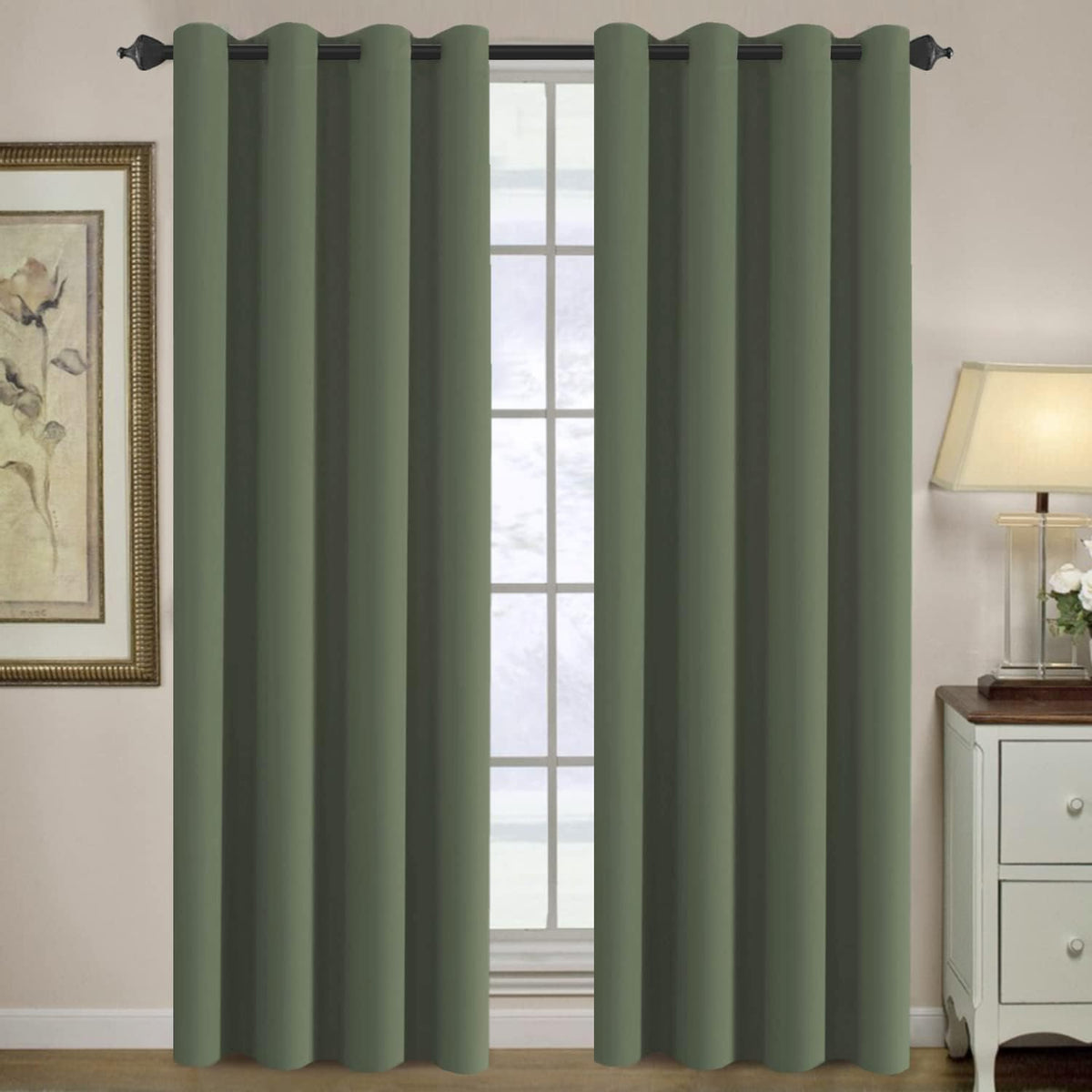 H.VERSAILTEX 100% Blackout Curtains for Bedroom Black Out Curtains 96 inch Thermal Insulated Long Blackout Curtains for Living Room, Energy Saving Curtains for Patio Door Grommet (1 Panel, Jet Black)
