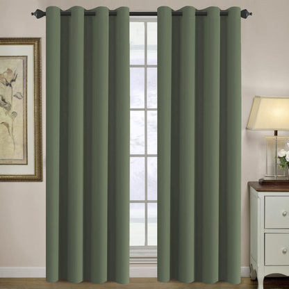 H.VERSAILTEX 100% Blackout Curtains for Bedroom Black Out Curtains 96 inch Thermal Insulated Long Blackout Curtains for Living Room, Energy Saving Curtains for Patio Door Grommet (1 Panel, Jet Black)
