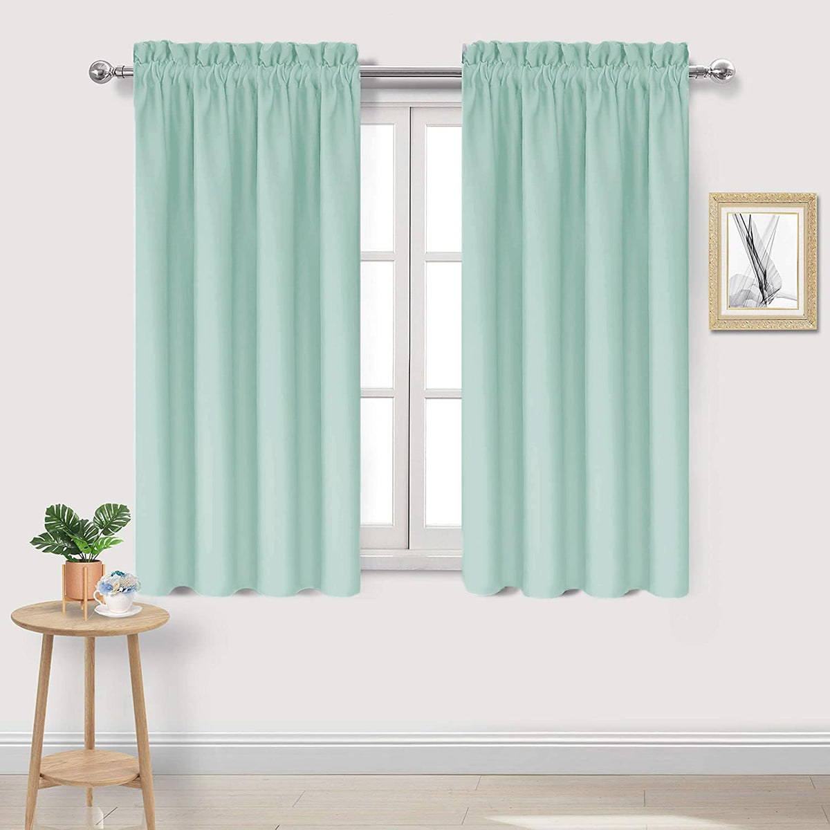 DWCN Blackout Curtains for Bedroom Living Room 42 x 63 Inch Long Black