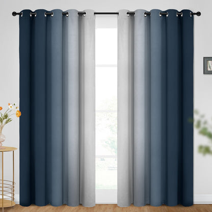 SimpleHome Ombre Black to Grey White Curtains for Living Room 52Wx84L