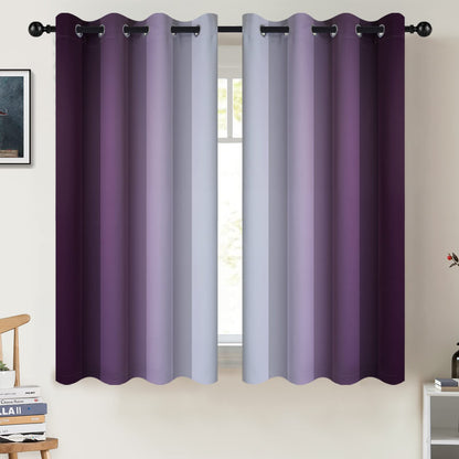 COSVIYA Grommet Room Darkening Ombre Purple Curtains W52xL63 inch