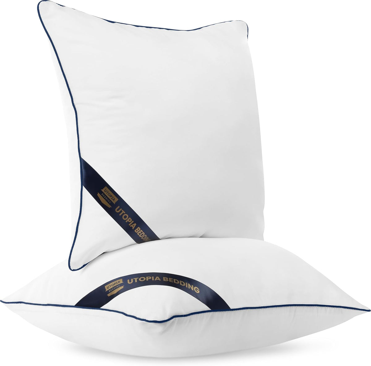 Premium Piping Throw Pillows 18x18, Decorative Pillow Inserts, 4-Pack