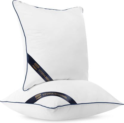 Premium Piping Throw Pillows 18x18, Decorative Pillow Inserts, 4-Pack
