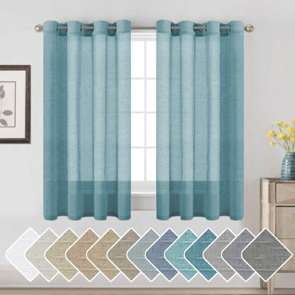 H.VERSAILTEX Natural Linen Sheer Curtains 84" 2 Panels Grommet