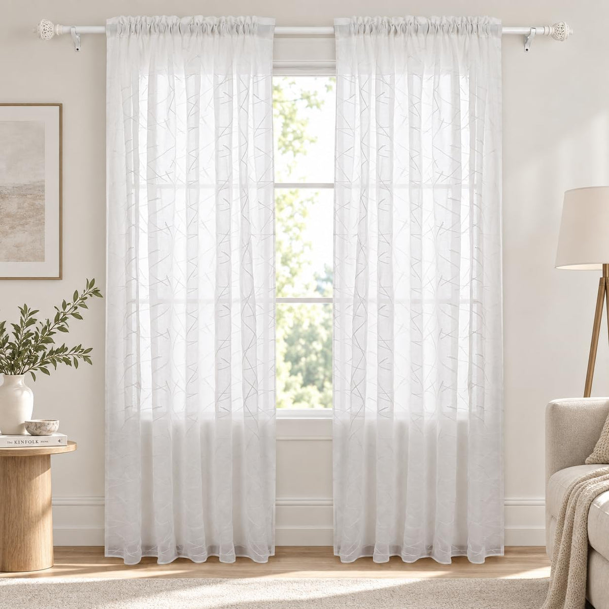 Deconovo Light Filtering Sheer Curtains 72 Inches Long for Living Room