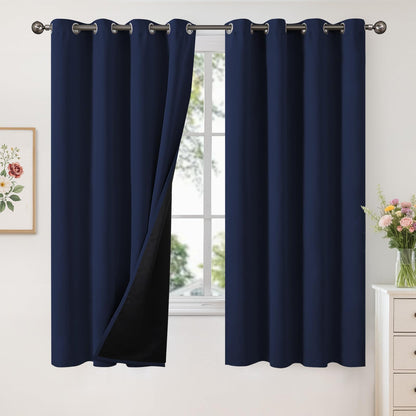 YoungsTex Black Blackout Curtains for Bedroom, Thermal Drapes Heat Blocking