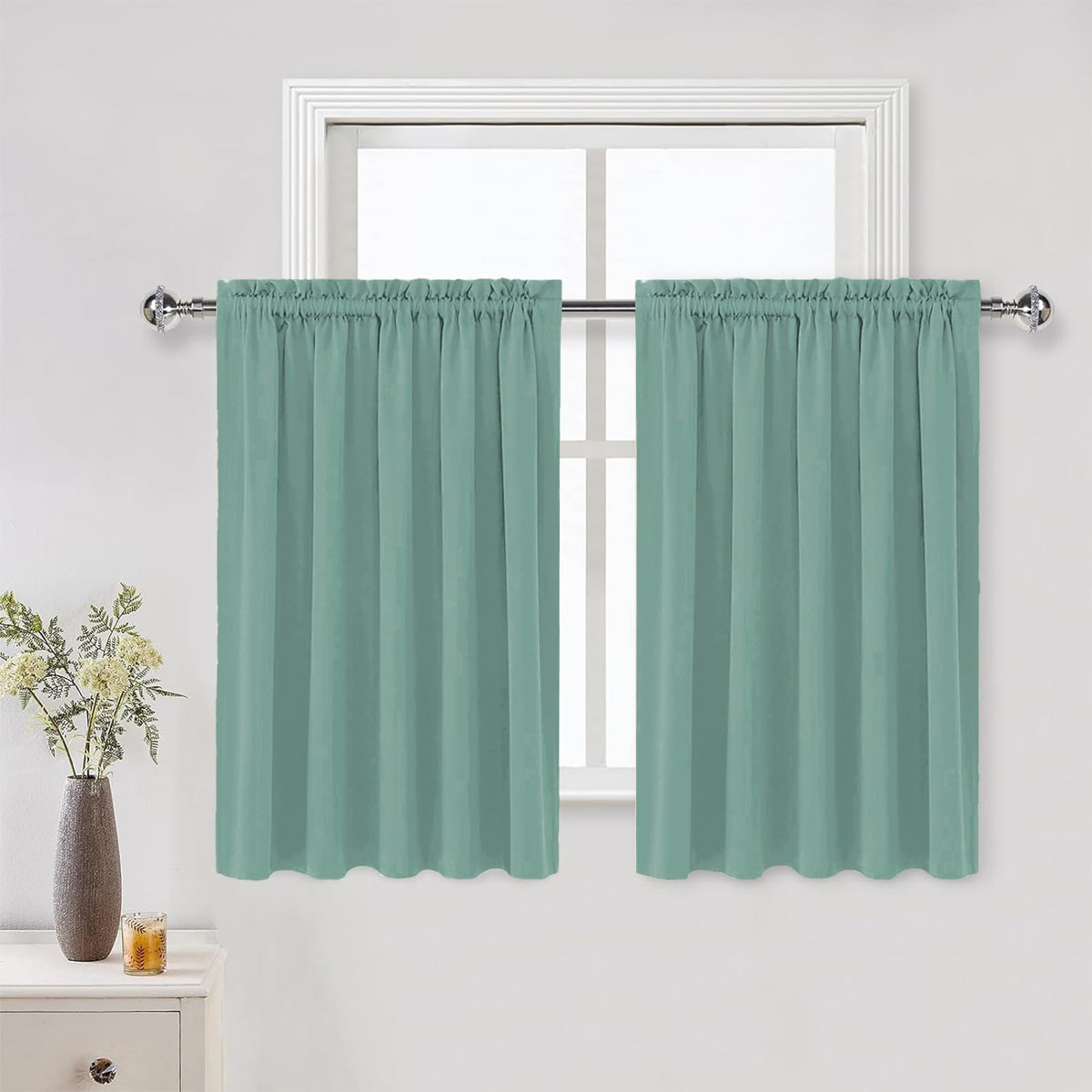 DWCN Blackout Curtains for Bedroom Living Room 42 x 63 Inch Long Black