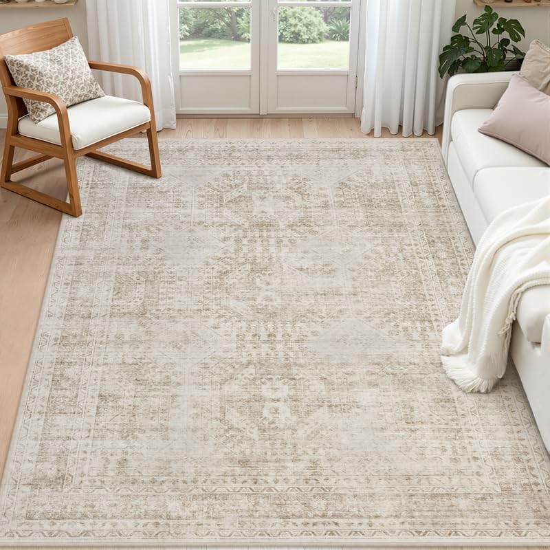 8x10 Area Rugs Living Room: Bedroom Neutral Washable Carpet Beige