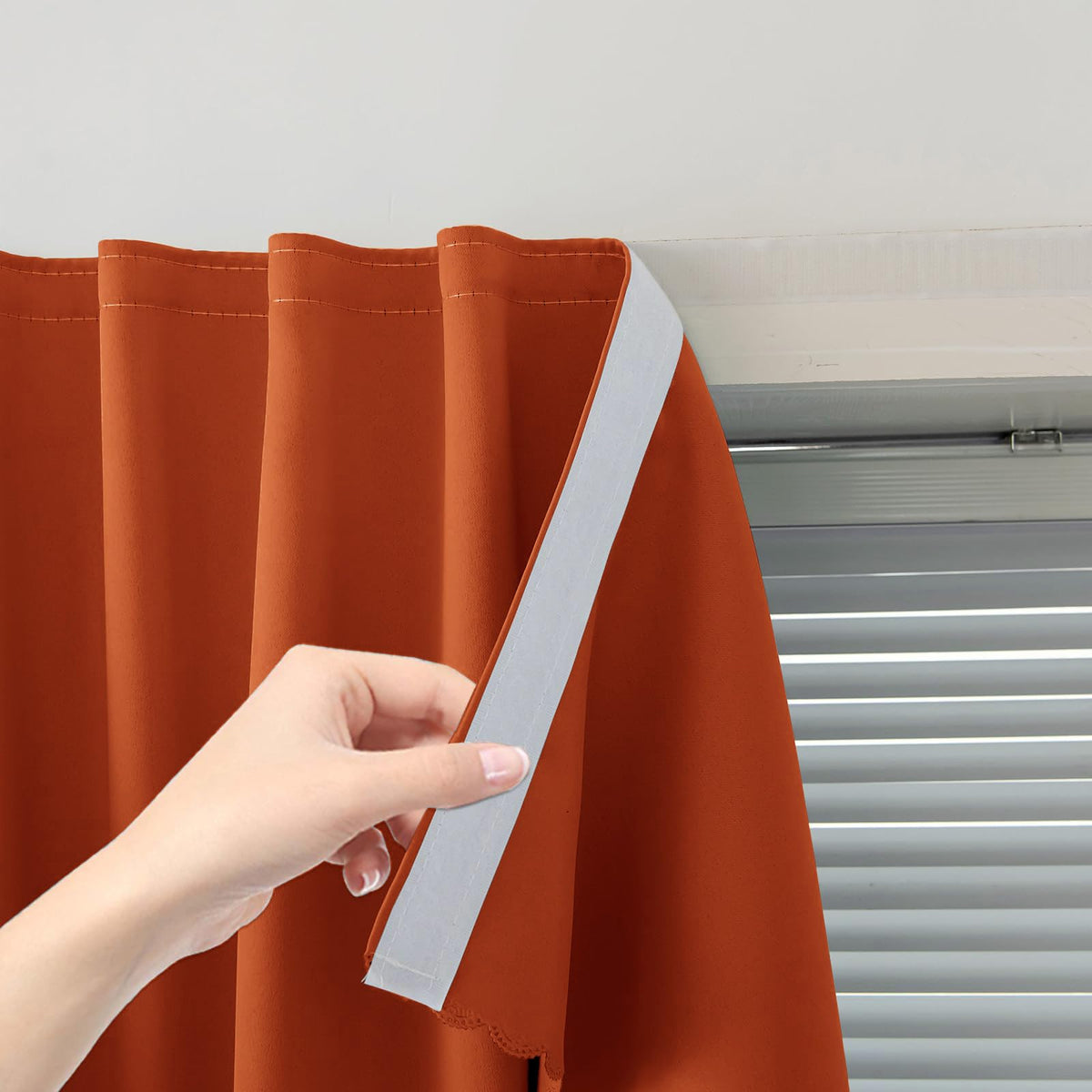 Adhesive Blackout Curtains- Self Stick Shades Window Blinds Curtains No Rod Needed Easy to Hang Curtains, Use for Bedroom, Living Room, Dining Room, Kitchen, Home Office, 35"W X 59"L, Black, 1 Panel