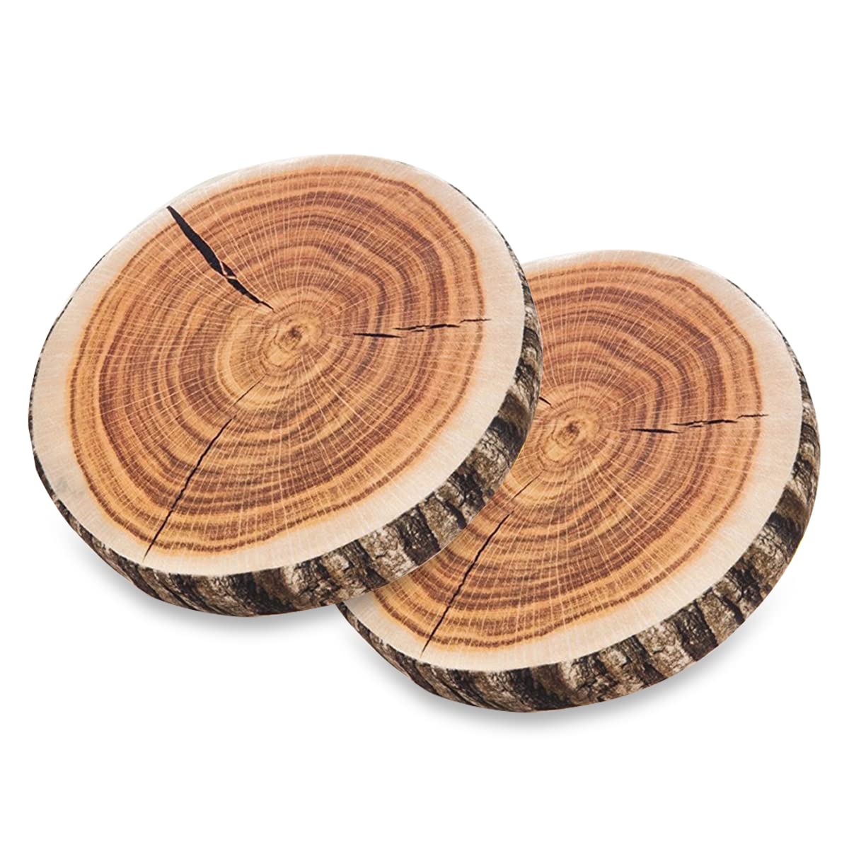 HYSEAS Decorative Round Throw Pillow, 3D Digital Print Comfortable Funny Cute Wood Log Pillow Circle Seating Floor Cushion for Home, Couch, Sofa, Bedroom, Stump, 14 x 2.75 Inch, 1 Pack