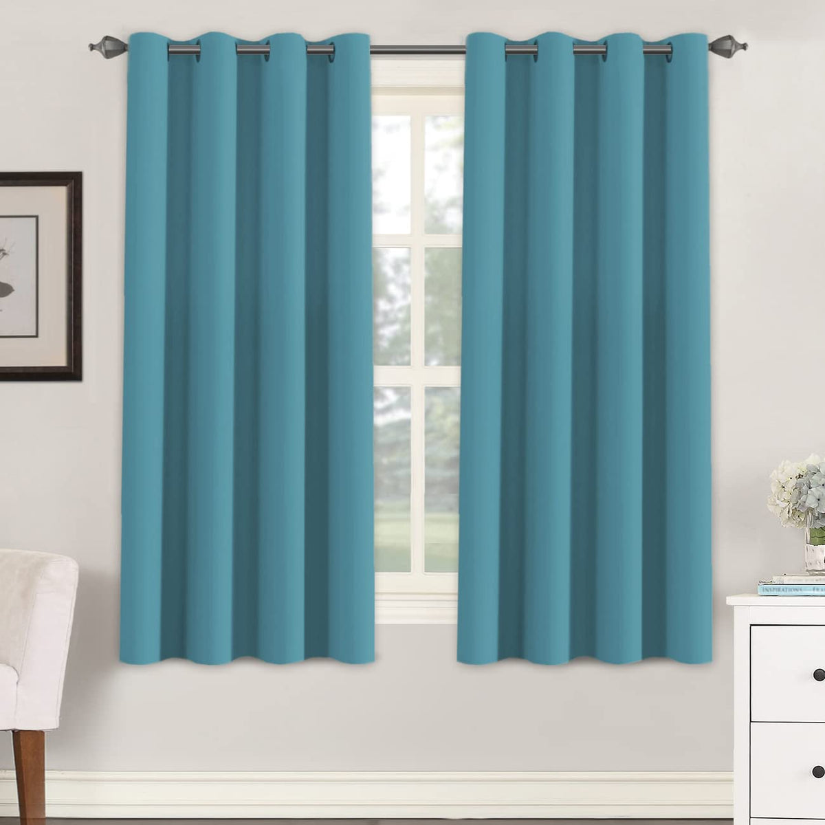 H.VERSAILTEX Blackout Curtains for Bedroom Thermal Insulated Room Darkening Living Room Curtains 63 Inch Long Grommet Privacy Protection Window Curtain Panels/Drapes for Nursery,2 Panels,Ivory/Cream