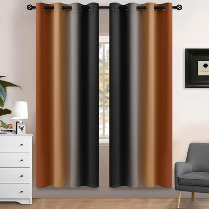 Yakamok Ombre Curtains Blue and Greyish White for Living Room,52Wx84L