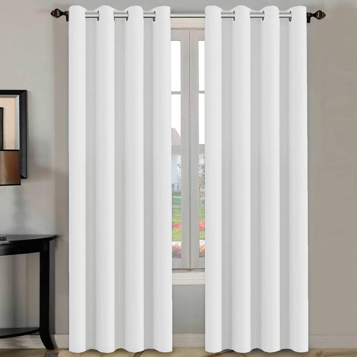 H.VERSAILTEX Blackout Curtains for Bedroom Thermal Insulated Room Darkening Living Room Curtains 63 Inch Long Grommet Privacy Protection Window Curtain Panels/Drapes for Nursery,2 Panels,Ivory/Cream