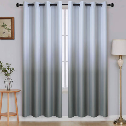 SimpleHome Ombre Black to Grey White Curtains for Living Room 52Wx84L