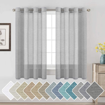 H.VERSAILTEX Natural Linen Sheer Curtains 84" 2 Panels Grommet