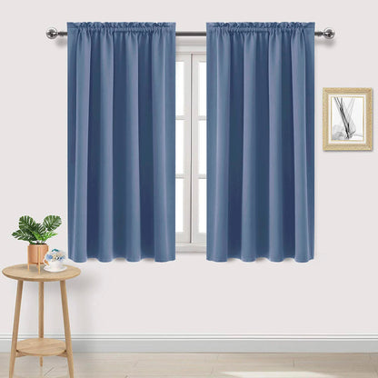 DWCN Blackout Curtains for Bedroom Living Room 42 x 63 Inch Long Black