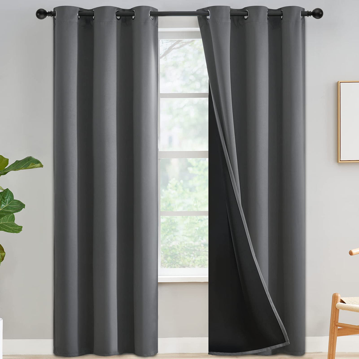 Yakamok Burgundy Red Blackout Curtains 84 inches Long for Bedroom 38" Wide