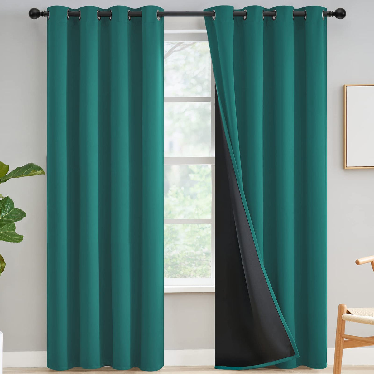 Yakamok Burgundy Red Blackout Curtains 84 inches Long for Bedroom 38" Wide