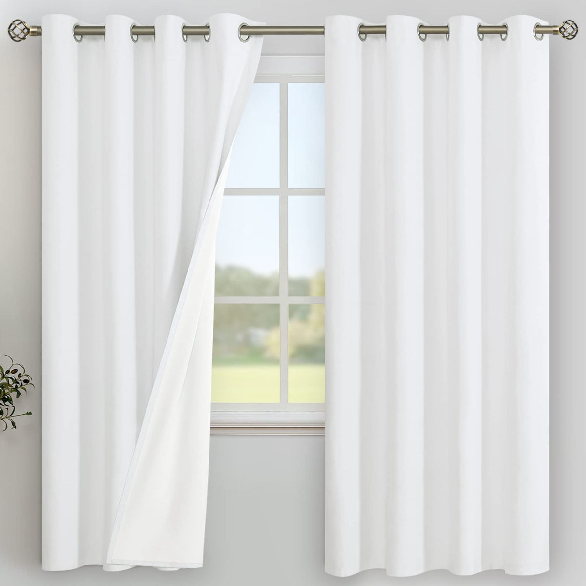 YoungsTex Black Blackout Curtains for Bedroom, Thermal Drapes Heat Blocking