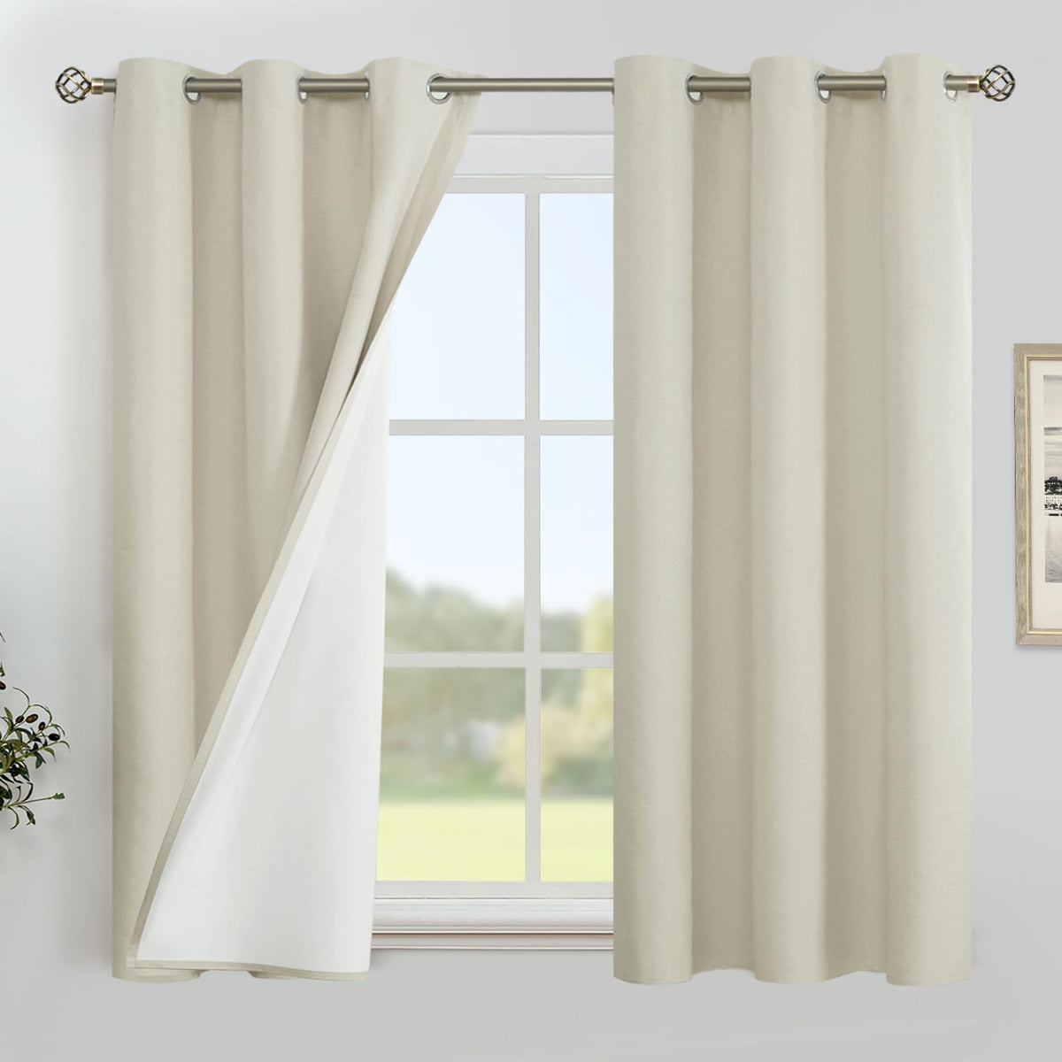 YoungsTex Black Blackout Curtains for Bedroom, Thermal Drapes Heat Blocking