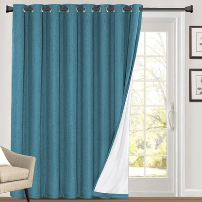 PrinceDeco Natural Linen Curtains 100% Blackout Linen Curtains for Bedroom Full Blackout Curtains 84 Inches Long Living Room Thermal Insulated Light Blocking Curtain Drapes White Backing, 2 Panels
