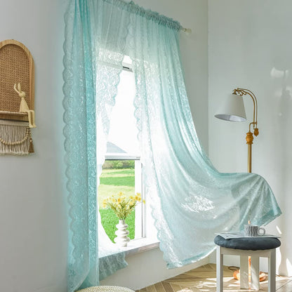 ALIGOGO Black Lace Curtains for Living Room, Gothic Decor, 52W x 84L Inch