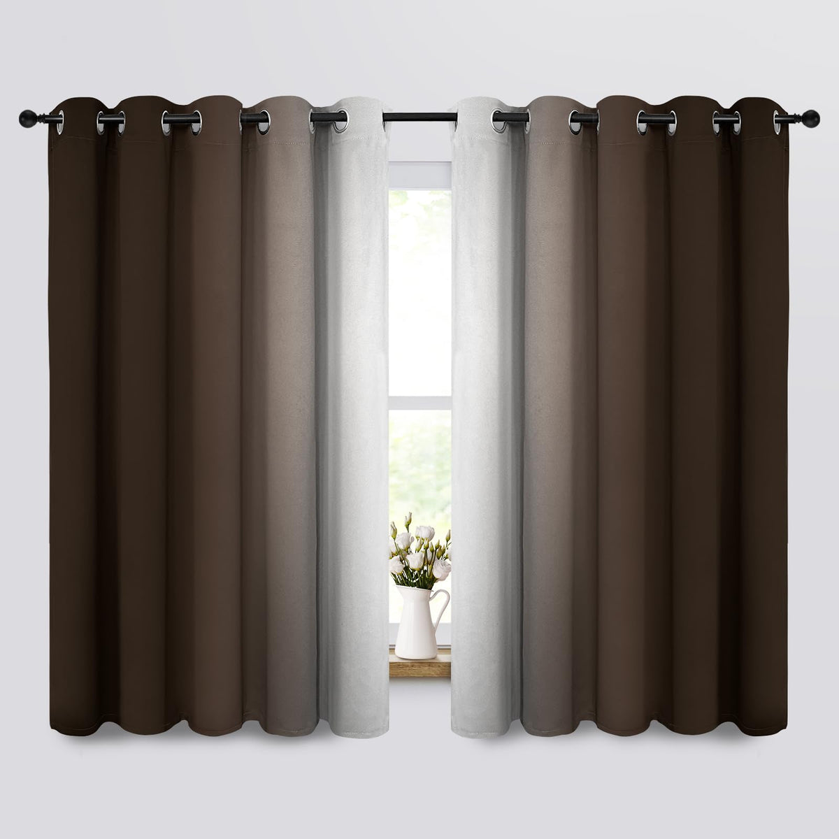 COSVIYA Grommet Room Darkening Ombre Purple Curtains W52xL63 inch