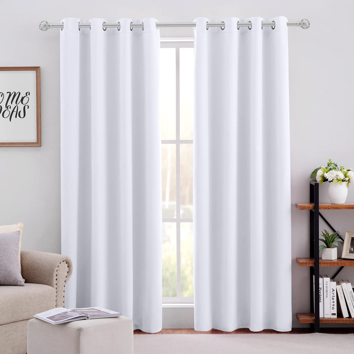 HOMEIDEAS Blackout Curtains for Bedroom 52 X 84 Inch Long 2 Panels Set Light Grey/Gray Room Darkening Curtains/Drapes, Soundproof Thermal Grommet Window Curtains for Living Room