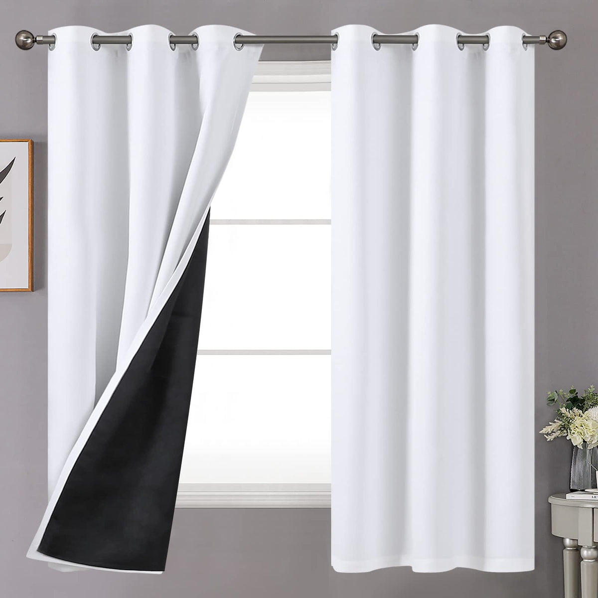 YoungsTex Black Blackout Curtains for Bedroom, Thermal Drapes Heat Blocking