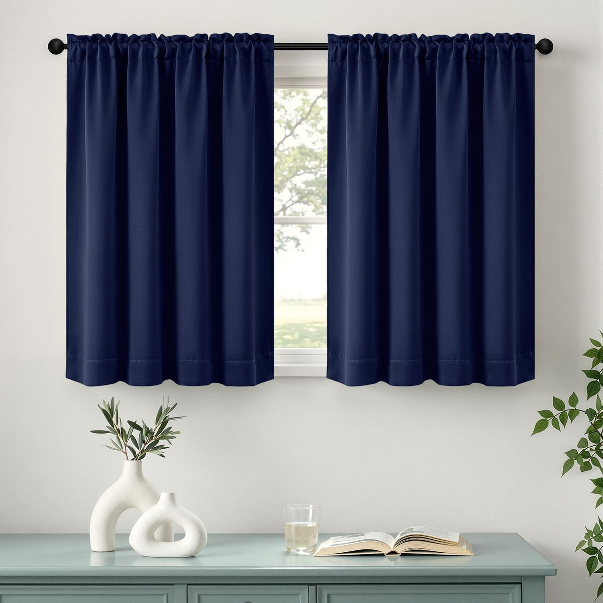 MIULEE Stone Blue Blackout Curtains for Bedroom Living Room 40"x63" 2 Panel