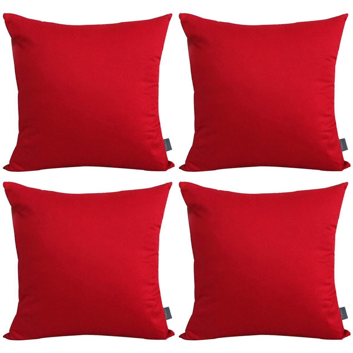 Thmyo 4-Pack 100% Cotton Solid Decorative Throw Pillow Case 18x18 Orange