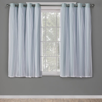 TOWN & COUNTRY LUXE Talia Double Layer Indoor Curtains, Sheer and Room Darkening Blackout, Grommet Top, Energy Efficient, 2-Pack Set, 52"x84", Rose Blush