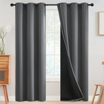 SimpleHome Cream 100% Blackout Curtains Room Darkening Living Room 84 Inch