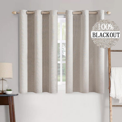 MIULEE 100% Blackout Linen Curtains for Bedroom 52x84 Inches Natural Beige