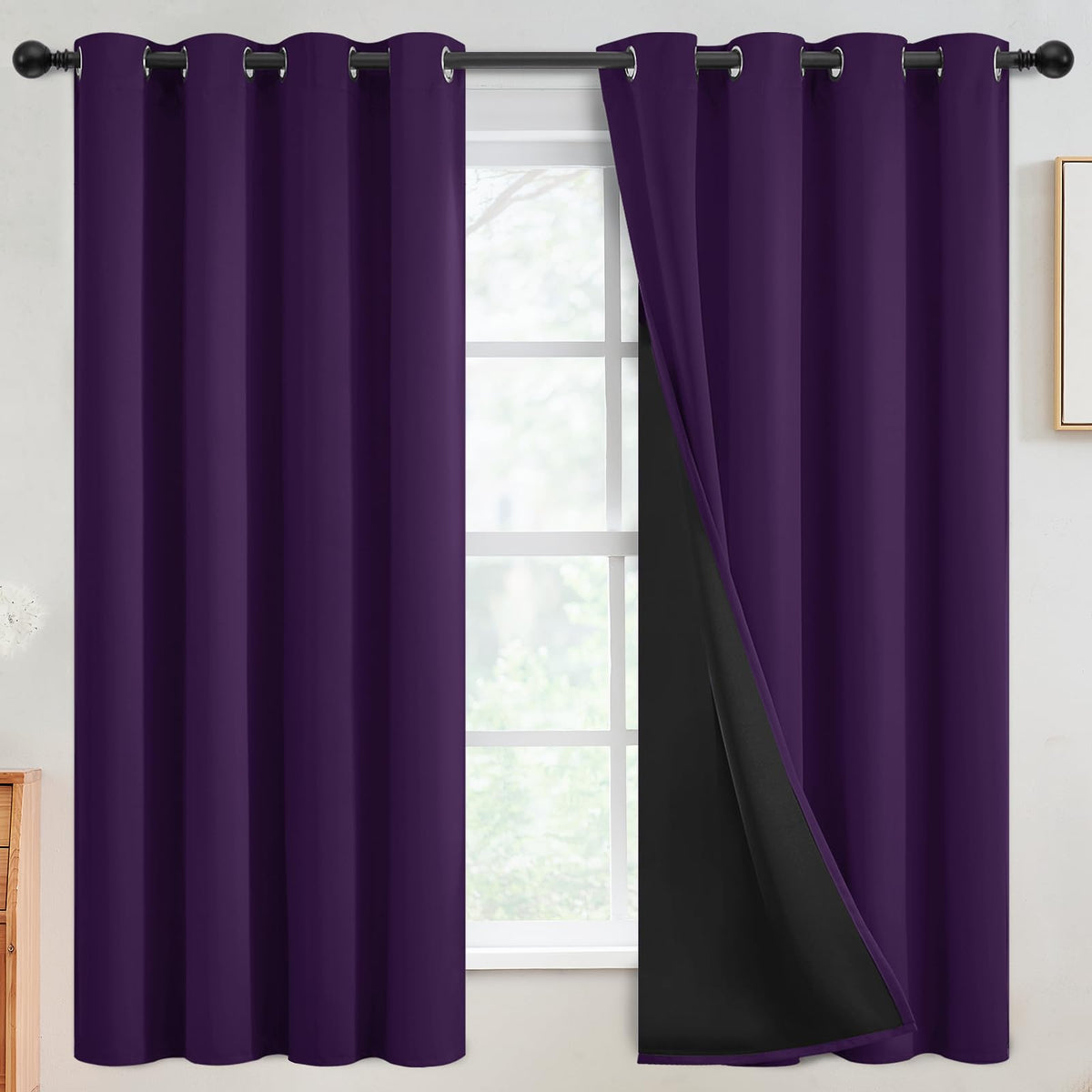 SimpleHome Cream 100% Blackout Curtains Room Darkening Living Room 84 Inch