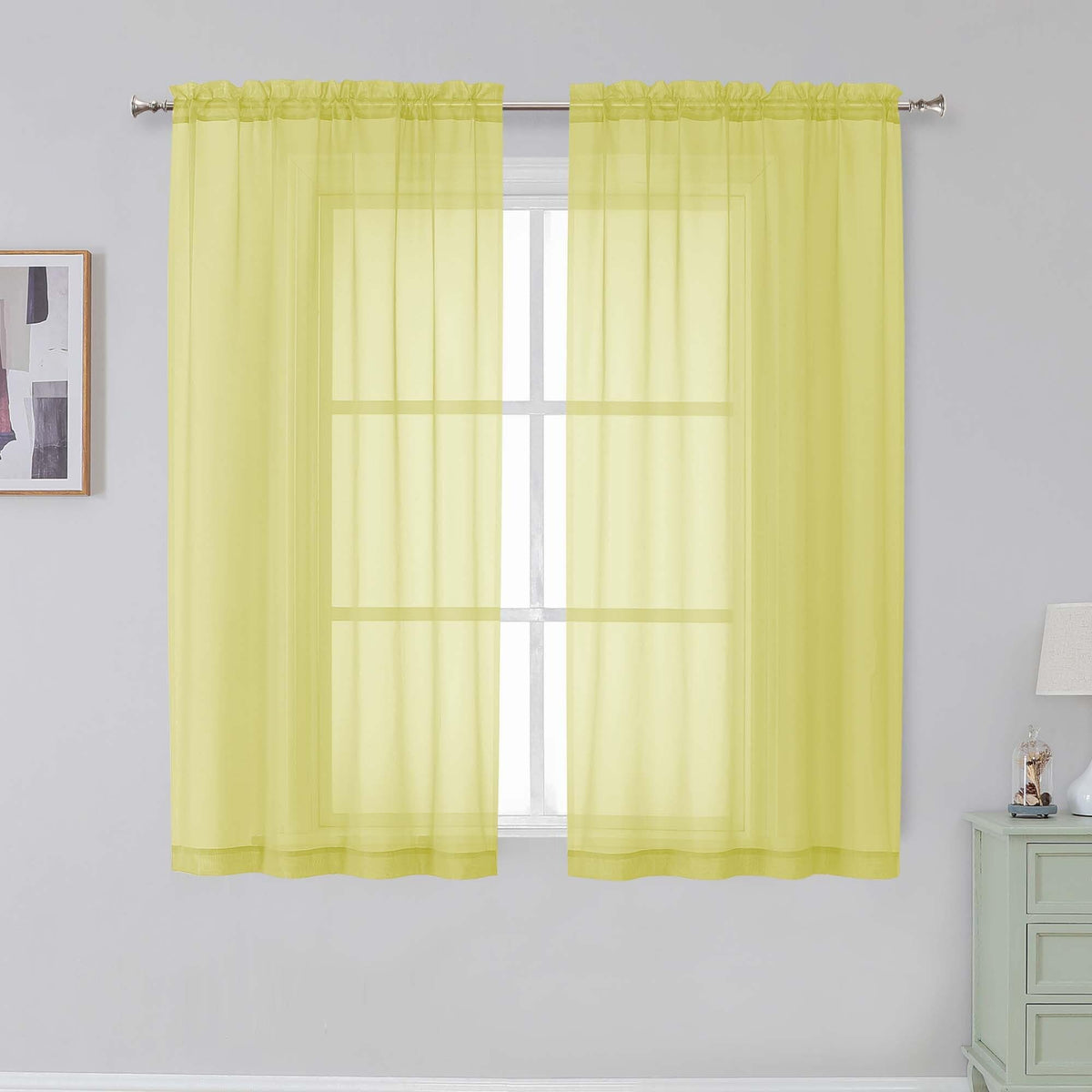 Simplebrand Black Sheer Curtains 84 Inches Long 2 Panels for Living Room