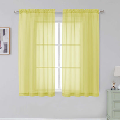Simplebrand Black Sheer Curtains 84 Inches Long 2 Panels for Living Room