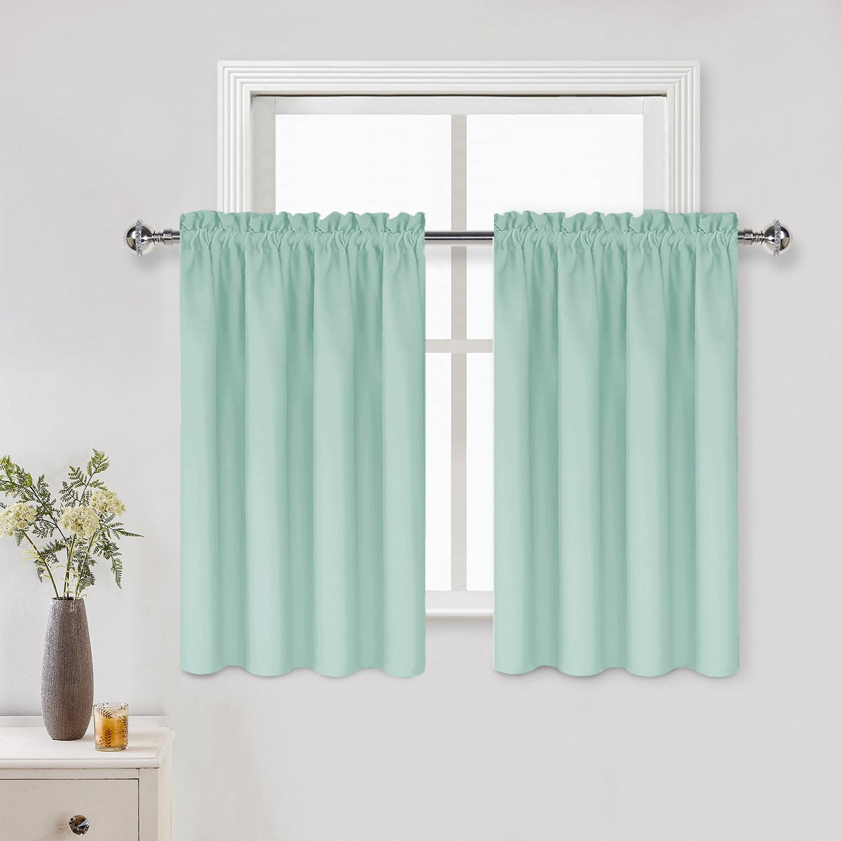 DWCN Blackout Curtains for Bedroom Living Room 42 x 63 Inch Long Black