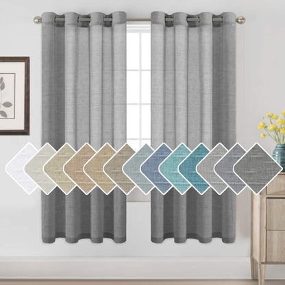 H.VERSAILTEX Natural Linen Sheer Curtains 84" 2 Panels Grommet