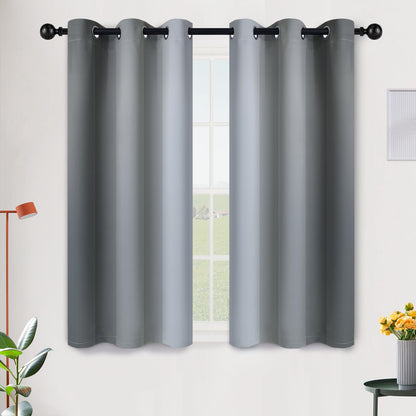 SimpleHome Ombre Black to Grey White Curtains for Living Room 52Wx84L