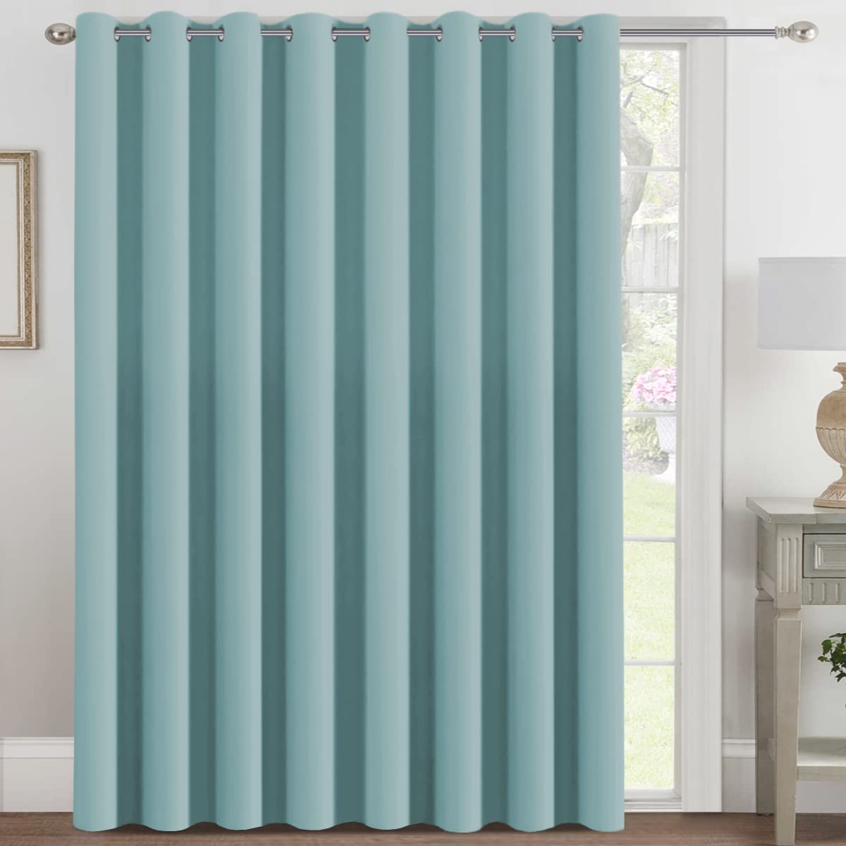 H.VERSAILTEX 100% Blackout Curtains for Bedroom Black Out Curtains 96 inch Thermal Insulated Long Blackout Curtains for Living Room, Energy Saving Curtains for Patio Door Grommet (1 Panel, Jet Black)