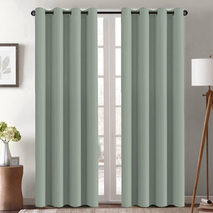 H.VERSAILTEX 100% Blackout Curtains for Bedroom Black Out Curtains 96 inch Thermal Insulated Long Blackout Curtains for Living Room, Energy Saving Curtains for Patio Door Grommet (1 Panel, Jet Black)