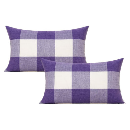 VAKADO Outdoor Plaid Throw Pillow Covers 18x18 Set of 2, Black & White